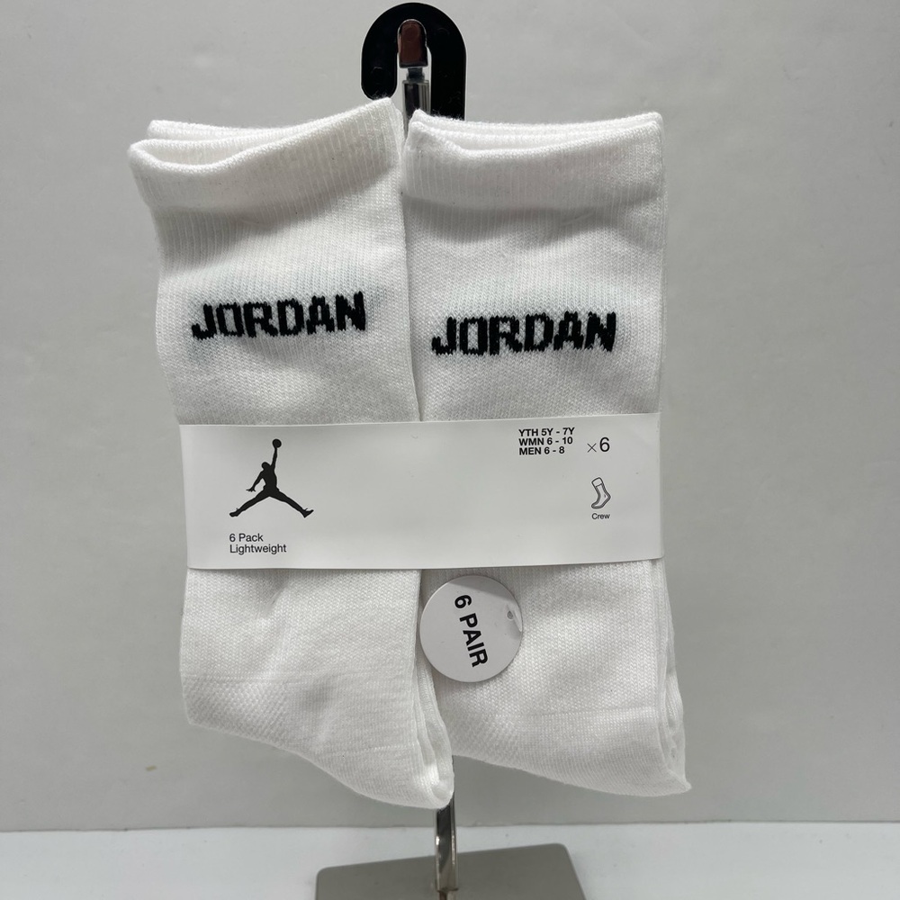 Jordan White Crew Athletic Socks - 6 Pack JORDAN JUMPMAN CREW Socks